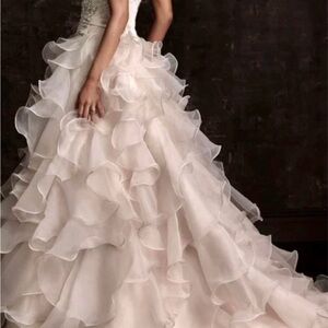 Allure Bridals Elegant Cream Ruffled Gown